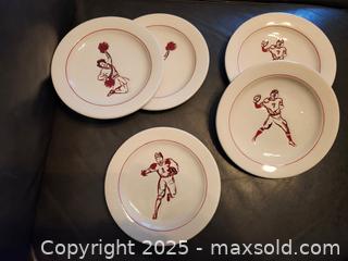 MaxSold Auction: FOOTBALL! Williams-Sonoma Vintage Football Snack Plates - Mesa (Arizona, USA) SELLER MANAGED Downsizing Online Auction - South 96th Street