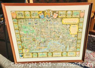 MaxSold Auction: Large Framed Vintage London Map in original frame from Travel association of Great Britain and Northern Ireland. - New Westminster (British Columbia, Canada) SELLER MANAGED Downsizing Online Auction -  Hamilton Street
