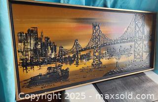 MaxSold Auction: Large Signed Van Gaard Style Vintage Art of San Francisco Oakland Bay Bridge - New Westminster (British Columbia, Canada) SELLER MANAGED Downsizing Online Auction -  Hamilton Street