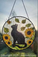 MaxSold Auction: Stained Glass Panel With Black Cat And Sunflowers - New Westminster (British Columbia, Canada) SELLER MANAGED Downsizing Online Auction -  Hamilton Street
