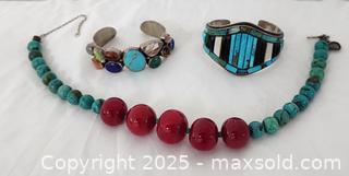 MaxSold Auction: Mixed Jewelry Lot: Beaded Necklace + 2 Sterling Cuff Bracelets - St. Petersburg (Florida, USA) SELLER MANAGED Estate Sale Online Auction - Sunshine Skyway Lane South (CONDO)