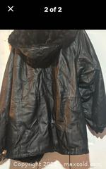 MaxSold Auction: A black vintage leather coat with a genuine fur lining and collar. Reversible  - Hiram (Georgia, USA) SELLER MANAGED Reseller Online Auction - Hiram Acworth Highway (STORAGE)
