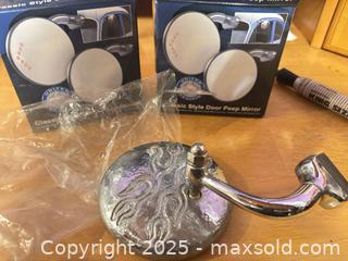 MaxSold Auction: A pair of Peep Mirror with Flame Engraving - Hiram (Georgia, USA) SELLER MANAGED Reseller Online Auction - Hiram Acworth Highway (STORAGE)