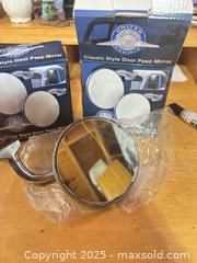 MaxSold Auction: A pair of Peep Mirror with Flame Engraving - Hiram (Georgia, USA) SELLER MANAGED Reseller Online Auction - Hiram Acworth Highway (STORAGE)