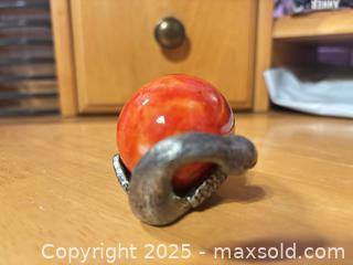 MaxSold Auction: Italian Marble Egg with a silver-toned metal base. - Hiram (Georgia, USA) SELLER MANAGED Reseller Online Auction - Hiram Acworth Highway (STORAGE)