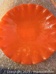 MaxSold Auction: L.E. Smith Bittersweet Orange Slag Glass Handkerchief Bowl - Hiram (Georgia, USA) SELLER MANAGED Reseller Online Auction - Hiram Acworth Highway (STORAGE)