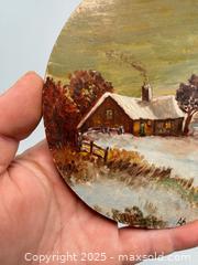 MaxSold Auction: Antique hand painted circular landscape painting signed bottom, right - Concord (California, USA) SELLER MANAGED Estate Sale Online Auction - Landana Drive