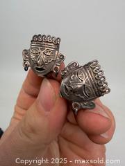 MaxSold Auction: Pair of Mexican 925 sterling silver Aztec earrings - Concord (California, USA) SELLER MANAGED Estate Sale Online Auction - Landana Drive