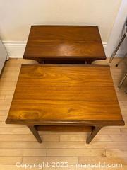 MaxSold Auction: Mid-Century Pair of Teak and walnut End Tables - Toronto (Ontario, Canada) SELLER MANAGED Downsizing Online Auction - Lamb Avenue