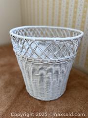 MaxSold Auction: MCM Vintage White Woven Wicker Wastebasket  - San Jose (California, USA) SELLER MANAGED Estate Sale Online Auction -  Park Wilshire Drive