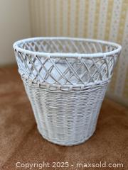MaxSold Auction: MCM Vintage White Woven Wicker Wastebasket  - San Jose (California, USA) SELLER MANAGED Estate Sale Online Auction -  Park Wilshire Drive