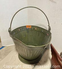 MaxSold Auction: Metal Coal Scuttle with Leather Log Carrier - San Jose (California, USA) PARTNER MANAGED Estate Sale Online Auction - Woodford Drive