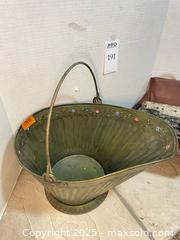 MaxSold Auction: Metal Coal Scuttle with Leather Log Carrier - San Jose (California, USA) PARTNER MANAGED Estate Sale Online Auction - Woodford Drive
