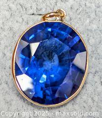 MaxSold Auction: 10K(3.23g), LAB SAPPHIRE ROYAL BLUE (15.1ct) PENDANT - Toronto (Ontario, Canada) PARTNER MANAGED Downsizing Online Auction - Queen Street East