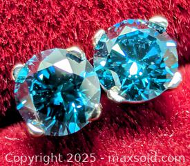 MaxSold Auction: Certified 14K(0.43g),  LAB BLUE DIAMOND (0.3ct) EARRING - Toronto (Ontario, Canada) PARTNER MANAGED Downsizing Online Auction - Queen Street East
