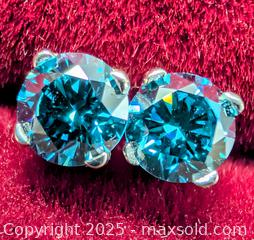 MaxSold Auction: Certified 14K(0.43g),  LAB BLUE DIAMOND (0.3ct) EARRING - Toronto (Ontario, Canada) PARTNER MANAGED Downsizing Online Auction - Queen Street East