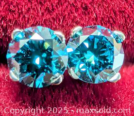 MaxSold Auction: Certified 14K(0.43g),  LAB BLUE DIAMOND (0.3ct) EARRING - Toronto (Ontario, Canada) PARTNER MANAGED Downsizing Online Auction - Queen Street East