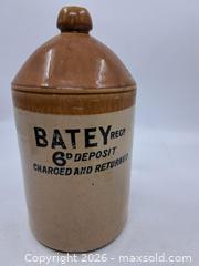MaxSold Auction: Antique Batey Stoneware Advertising Deposit Jug - Victoria (British Columbia, Canada) PARTNER MANAGED Estate Sale Online Auction - Hillside Avenue