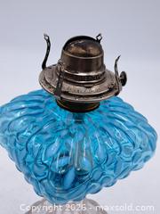 MaxSold Auction: Antique Molded Hobnail Aqua Oil Table Lamp with Clear Base - Victoria (British Columbia, Canada) PARTNER MANAGED Estate Sale Online Auction - Hillside Avenue