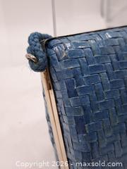 MaxSold Auction: Blue Woven Straw/Raffia Clutch with Metal Kiss-Lock Frame - Victoria (British Columbia, Canada) PARTNER MANAGED Estate Sale Online Auction - Hillside Avenue
