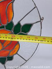 MaxSold Auction: Circular Stained Leaded Glass Hanging Window Panel, Three Roses - Victoria (British Columbia, Canada) PARTNER MANAGED Estate Sale Online Auction - Hillside Avenue