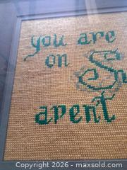 MaxSold Auction: Framed Cross?Stitch Sampler: "you are leaving on Sunday, arent you?" - Victoria (British Columbia, Canada) PARTNER MANAGED Estate Sale Online Auction - Hillside Avenue