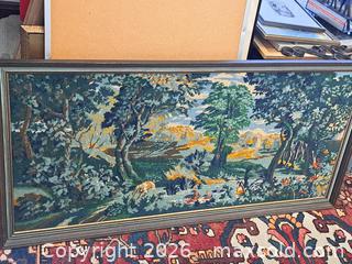 MaxSold Auction: Framed Hand-Stitched Needlepoint Pastoral Landscape, 46 x 22 in - Victoria (British Columbia, Canada) PARTNER MANAGED Estate Sale Online Auction - Hillside Avenue