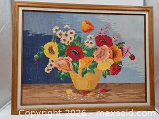 MaxSold Auction: Framed Needlepoint 'Poppies for Remembrance' (1990) - Victoria (British Columbia, Canada) PARTNER MANAGED Estate Sale Online Auction - Hillside Avenue