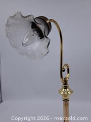 MaxSold Auction: Gold-tone Metal Table Lamp with Ruffled Floral Glass Shade, 20–21 in - Victoria (British Columbia, Canada) PARTNER MANAGED Estate Sale Online Auction - Hillside Avenue
