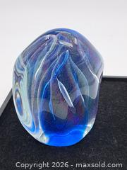 MaxSold Auction: Hand-blown iridescent blue art glass paperweight / freeform sculpture - Victoria (British Columbia, Canada) PARTNER MANAGED Estate Sale Online Auction - Hillside Avenue