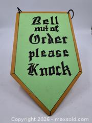 MaxSold Auction: Hanging Wooden Sign 20x12 "Bell out of Order please Knock" - Victoria (British Columbia, Canada) PARTNER MANAGED Estate Sale Online Auction - Hillside Avenue