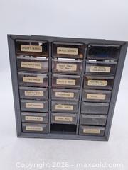 MaxSold Auction: Metal Frame Small Parts Organizer with 20 Plastic Drawers - Victoria (British Columbia, Canada) PARTNER MANAGED Estate Sale Online Auction - Hillside Avenue