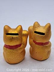 MaxSold Auction: Pair of Gold Maneki-neko Coin Banks (About 4.5 in. Tall) - Victoria (British Columbia, Canada) PARTNER MANAGED Estate Sale Online Auction - Hillside Avenue