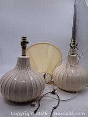 MaxSold Auction: Pair of Off-White Ceramic Table Lamps with Shades - Victoria (British Columbia, Canada) PARTNER MANAGED Estate Sale Online Auction - Hillside Avenue