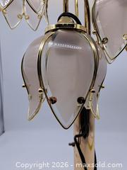 MaxSold Auction: Polished Brass Table Lamp with 3 Tulip Glass Shades - Victoria (British Columbia, Canada) PARTNER MANAGED Estate Sale Online Auction - Hillside Avenue