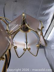 MaxSold Auction: Polished Brass Table Lamp with 3 Tulip Glass Shades - Victoria (British Columbia, Canada) PARTNER MANAGED Estate Sale Online Auction - Hillside Avenue