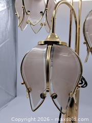 MaxSold Auction: Polished Brass Table Lamp with 3 Tulip Glass Shades - Victoria (British Columbia, Canada) PARTNER MANAGED Estate Sale Online Auction - Hillside Avenue