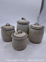 MaxSold Auction: Set of 4 Lidded Stoneware Canisters by Salt Spring Island - Victoria (British Columbia, Canada) PARTNER MANAGED Estate Sale Online Auction - Hillside Avenue