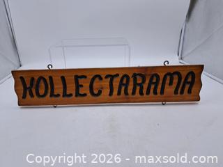 MaxSold Auction: Stained Wood Wall Sign "KOLLECTARAMA" - 24" Length - Victoria (British Columbia, Canada) PARTNER MANAGED Estate Sale Online Auction - Hillside Avenue