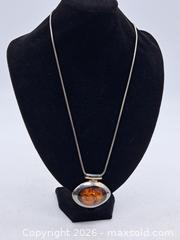 MaxSold Auction: Sterling Silver Pendant Necklace with Faux Amber Resin - Victoria (British Columbia, Canada) PARTNER MANAGED Estate Sale Online Auction - Hillside Avenue
