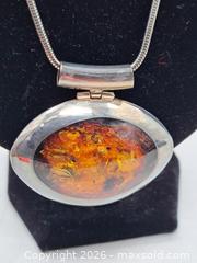 MaxSold Auction: Sterling Silver Pendant Necklace with Faux Amber Resin - Victoria (British Columbia, Canada) PARTNER MANAGED Estate Sale Online Auction - Hillside Avenue