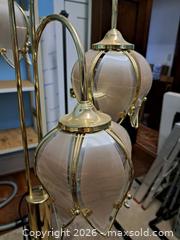 MaxSold Auction: Three-Light Floor Lamp with Brass-Tone Metal and Glass Shades - Victoria (British Columbia, Canada) PARTNER MANAGED Estate Sale Online Auction - Hillside Avenue