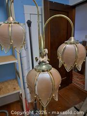 MaxSold Auction: Three-Light Floor Lamp with Brass-Tone Metal and Glass Shades - Victoria (British Columbia, Canada) PARTNER MANAGED Estate Sale Online Auction - Hillside Avenue