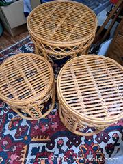 MaxSold Auction: Vintage 3-Piece Nesting Rattan Side Tables - Victoria (British Columbia, Canada) PARTNER MANAGED Estate Sale Online Auction - Hillside Avenue