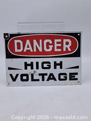 MaxSold Auction: Vintage Enameled Metal "High Voltage" Sign 10 x 7 in - Victoria (British Columbia, Canada) PARTNER MANAGED Estate Sale Online Auction - Hillside Avenue