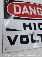 MaxSold Auction: Vintage Enameled Metal "High Voltage" Sign 10 x 7 in - Victoria (British Columbia, Canada) PARTNER MANAGED Estate Sale Online Auction - Hillside Avenue