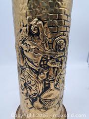 MaxSold Auction: Vintage English Brass Vase with Repoussé Musicians - Victoria (British Columbia, Canada) PARTNER MANAGED Estate Sale Online Auction - Hillside Avenue