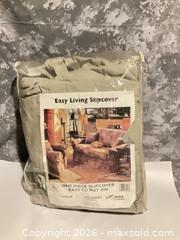 MaxSold Auction: Easy Living One-Piece Sofa Slipcover, Light Beige/Taupe - Norwood (Pennsylvania, USA) SELLER MANAGED Downsizing Online Auction - Martin Lane