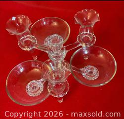 MaxSold Auction: Vintage Elegant Glass Candlestick Holder with 3 Drip Trays - Norwood (Pennsylvania, USA) SELLER MANAGED Downsizing Online Auction - Martin Lane