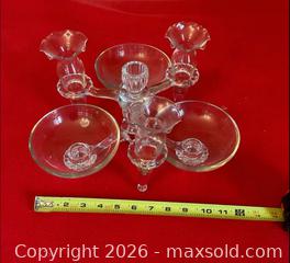 MaxSold Auction: Vintage Elegant Glass Candlestick Holder with 3 Drip Trays - Norwood (Pennsylvania, USA) SELLER MANAGED Downsizing Online Auction - Martin Lane